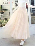 Women's Tulle Mesh Fashion Designer A Line Skirts (Long)-Women's Fashion Designer Plus Size Skirts-Apricot 85 CM-Women&#x27;s fashion designer plus size clothes