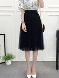 Women's Tulle Mesh Fashion Designer A Line Skirts (Long)-Women's Fashion Designer Plus Size Skirts-Black 65 CM-Women&#x27;s fashion designer plus size clothes