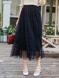 Women's Tulle Mesh Fashion Designer A Line Skirts (Long)-Women's Fashion Designer Plus Size Skirts-Black 80 CM-Women&#x27;s fashion designer plus size clothes