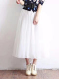Women's Tulle Mesh Fashion Designer A Line Skirts (Long)-Women's Fashion Designer Plus Size Skirts-White 80 CM-Women&#x27;s fashion designer plus size clothes