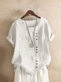 Women's Tunic Linen Button Fashion Designer T-Shirts (Plus Size)