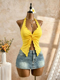 Women's Twist Crop Tank Fashion Designer XS-L Tops Singlets-Women's Tops Fashion Designer Singlets-International Women's Clothing