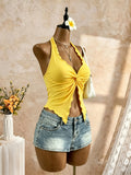 Women's Twist Crop Tank Fashion Designer XS-L Tops Singlets-Women's Tops Fashion Designer Singlets-International Women's Clothing