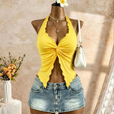 Women's Twist Crop Tank Fashion Designer XS-L Tops Singlets-Women's Tops Fashion Designer Singlets-International Women's Clothing