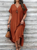 Women's V-neck 1-5XL Fashion Designer High Low Midi Dresses (Plus Size)