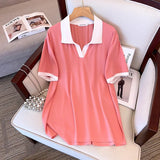 Women's V Neck 4-9XL Collared Fashion Designer T-Shirts (Plus Size)-Women's Tops Fashion Designer Plus Size T-Shirts / Blouses