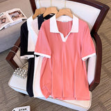 Women's V Neck 4-9XL Collared Fashion Designer T-Shirts (Plus Size)