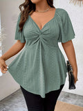 Women's V-Neck Blouse 1-4XL Fashion Designer T-Shirts (Plus Size)-Women's Tops Fashion Designer Plus Size T-Shirts / Blouses-green-Women&#x27;s fashion designer plus size clothes