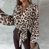 Women's V Neck Blouse Fashion Designer Button Lantern Long-Sleeve Tops-Women's Fashion Designer Long-Sleeve Tops