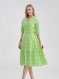 Women's V-Neck Button A-line Fashion Designer Dresses (Midi)-Women's Fashion Designer Dresses