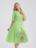 Women's V-Neck Button A-line Fashion Designer Dresses (Midi)-Women's Fashion Designer Dresses