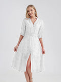 Women's V-Neck Button A-line Fashion Designer Dresses (Midi)-Women's Fashion Designer Dresses