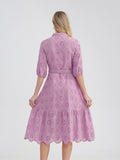 Women's V-Neck Button A-line Fashion Designer Dresses (Midi)-Women's Fashion Designer Dresses