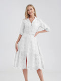 Women's V-Neck Button A-line Fashion Designer Dresses (Midi)-Women's Fashion Designer Dresses