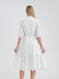 Women's V-Neck Button A-line Fashion Designer Dresses (Midi)-Women's Fashion Designer Dresses