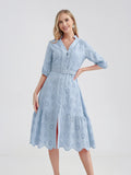 Women's V-Neck Button A-line Fashion Designer Dresses (Midi)-Women's Fashion Designer Dresses