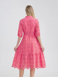 Women's V-Neck Button A-line Fashion Designer Dresses (Midi)-Women's Fashion Designer Dresses