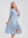 Women's V-Neck Button A-line Fashion Designer Dresses (Midi)-Women's Fashion Designer Dresses