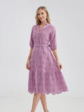 Women's V-Neck Button A-line Fashion Designer Dresses (Midi)-Women's Fashion Designer Dresses