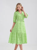 Women's V-Neck Button A-line Fashion Designer Dresses (Midi)-Women's Fashion Designer Dresses