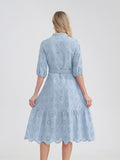 Women's V-Neck Button A-line Fashion Designer Dresses (Midi)-Women's Fashion Designer Dresses