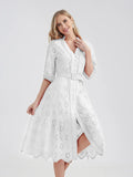 Women's V-Neck Button A-line Fashion Designer Dresses (Midi)-Women's Fashion Designer Dresses
