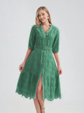 Women's V-Neck Button A-line Fashion Designer Dresses (Midi)-Women's Fashion Designer Dresses
