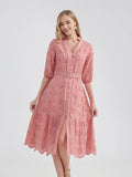 Women's V-Neck Button A-line Fashion Designer Dresses (Midi)-Women's Fashion Designer Dresses