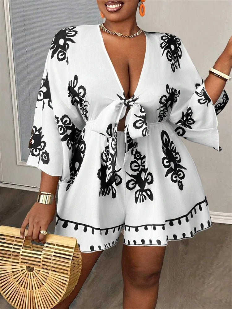 Women's V-Neck Fashion Designer 2-5XL Rompers (Plus Size)