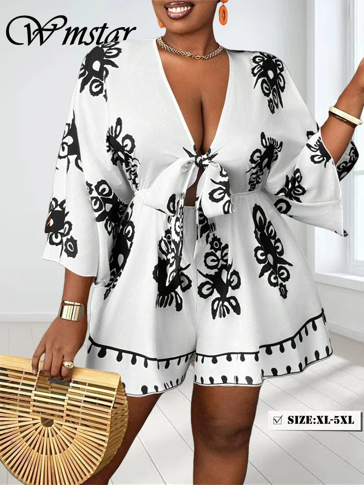 Women's V-Neck Fashion Designer 2-5XL Rompers (Plus Size)