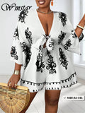 Women's V-Neck Fashion Designer 2-5XL Rompers (Plus Size)-Women's Fashion Designer Long-Sleeve Tops-Women&#x27;s fashion designer plus size clothes