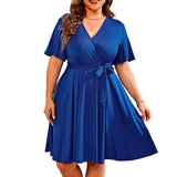 Women's V Neck Fashion Designer 2-5XL Short Dresses (Plus Size)