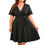 Women's V Neck Fashion Designer 2-5XL Short Dresses (Plus Size)