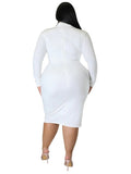 Women's V Neck High Collar Fashion Designer Satin Midi Dresses (Plus Size)