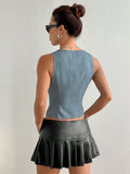 Women's V-neck Lace Crop Tops Fashion Designer Vest M-L Singlets
