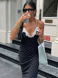Women's  V-Neck Lace S-L Fashion Designer Spaghetti Dresses (Long)