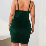 Women's Velvet 2-5XL Fashion Designer Bodycon Short Dresses (Plus Size)