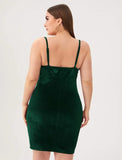 Women's Velvet 2-5XL Fashion Designer Bodycon Short Dresses (Plus Size)-Women's Fashion Designer Plus Size Dresses-International Women's Clothing