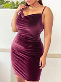 Women's Velvet 2-5XL Fashion Designer Bodycon Short Dresses (Plus Size)-Women's Fashion Designer Plus Size Dresses-International Women's Clothing
