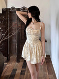 Women's Vintage Corset Fashion Designer Ruffled Mini Dresses (Short)-Women's Fashion Designer Dresses