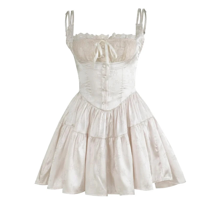 Women's Vintage Corset Fashion Designer Ruffled Mini Dresses (Short)-Women's Fashion Designer Dresses
