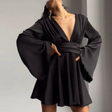 Women's Vintage Ruffle Satin Fashion Designer S-L Mini Dresses (Short)