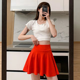 Women's Vintage Tennis Ruffled Fashion Designer Mini Skirts (Short)-Women's Fashion Designer Skirts