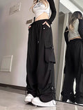 Women's Wide Leg Fashion M-L Designer Cargo High Waist Pants