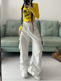 Women's Wide Leg Fashion M-L Designer Cargo High Waist Pants