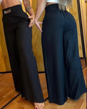 Women's Wide Leg Flared S-2XL Linen Fashion Designer 3/4 Pants-Women's Fashion Designer Leggings / Pants-International Women's Clothing