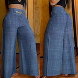 Women's Wide Leg Flared S-2XL Linen Fashion Designer 3/4 Pants-Women's Fashion Designer Leggings / Pants-International Women's Clothing