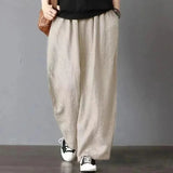 Women's Cotton Linen Fashion Designer Loose Wide Leg Pants (Plus Size)