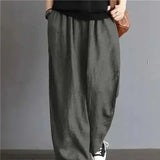 Women's Cotton Linen Fashion Designer Loose Wide Leg Pants (Plus Size)