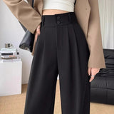 Women's Wide Leg Suit Fashion Designer High Waist Pants-Women's Fashion Designer Leggings / Pants